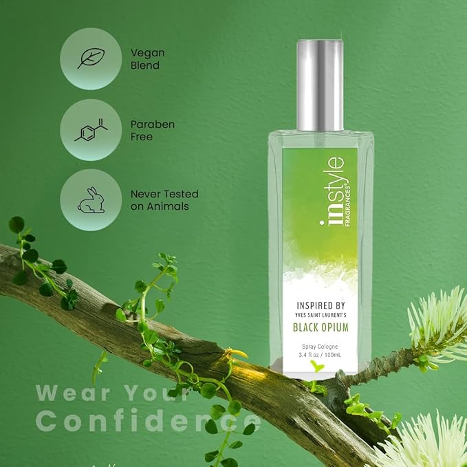 Instyle Fragrances, Inspired by Yves Saint Laurent's Black Opium, Women’s Eau de Toilette, CLEAN, Vegan, Paraben-Free, Never Tested on Animals, 3.4 Fluid Ounces