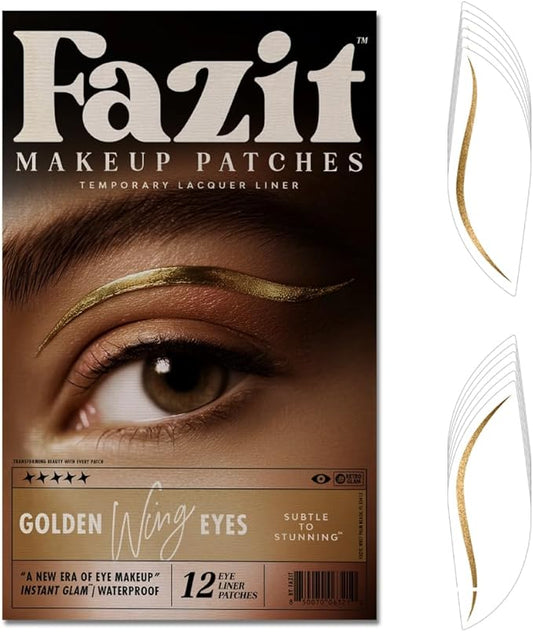 Fazit Makeup Patches - Golden Wing Eyes - Glow Up Make-Up Patches - Cute Glitter Makeup Accessories for Women - Cosmetic Glitter for Face