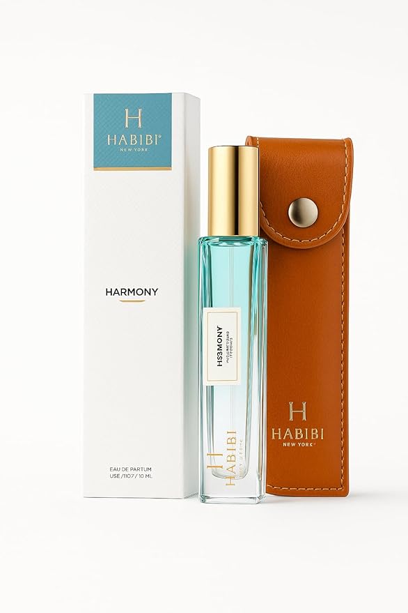 H HABIBI Harmony Extrait De Parfum 10ml (0.30 fl Oz) – Travel Size Unisex Arabian Fragrance, Long Lasting, 25% Perfume Oil, Luxury Niche with Leather Case