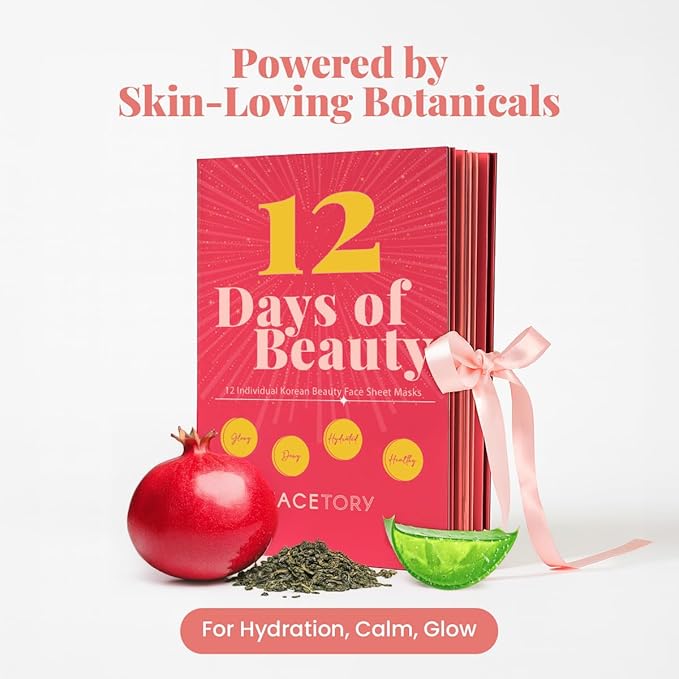 FACETORY Valentine’s & Galentine’s Day Skincare Gift Set | 12-Day K-Beauty Sheet Mask Collection | Self Care Gift for Women, Friends & Besties