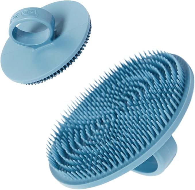 Boie USA Face Scrubber - Handheld Facial Tool, Deep Cleansing Exfoliating Facial Brush. Fights Acne with Gentle, Silicone-Like Bristles, Long Lasting, & Hypoallergenic (Blue)