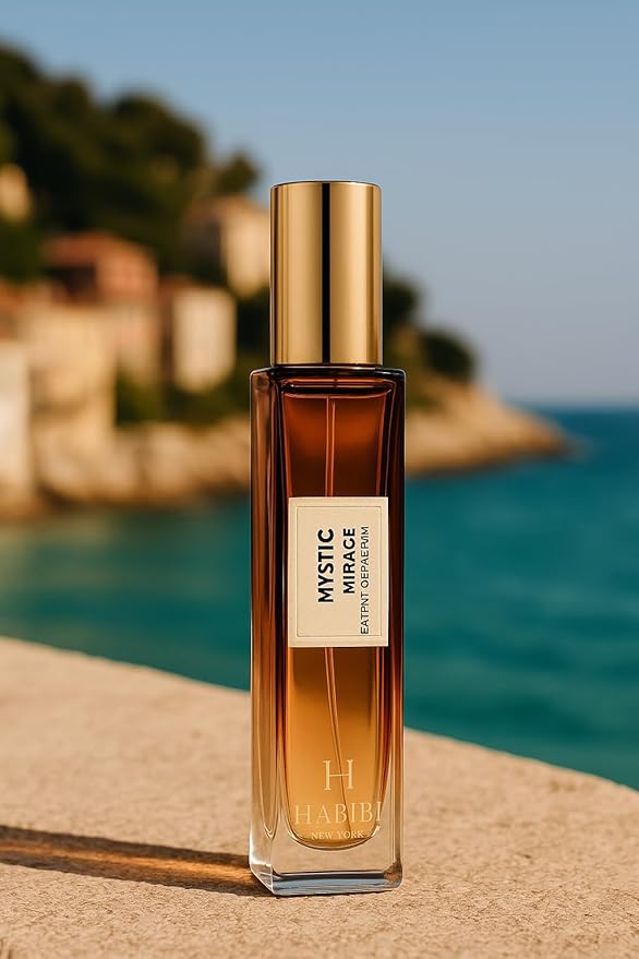 H HABIBI Mystic Mirage Extrait De Parfum 10ml (0.30 fl Oz) – Travel Size Arabian Fragrance for Women & Men, Long Lasting, 25% Perfume Oil, Luxury Niche Scent with Leather Case