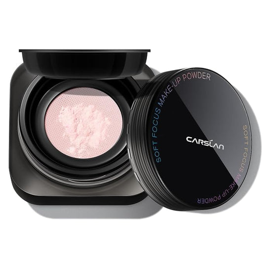 CARSLAN 1.0 Soft Focus Loose Setting Powder, Waterproof, Matte, Oil Control, Shine Free, Talc-Free Face Powder Makeup, 24H Longwear Finishing Powder, 01 Pink