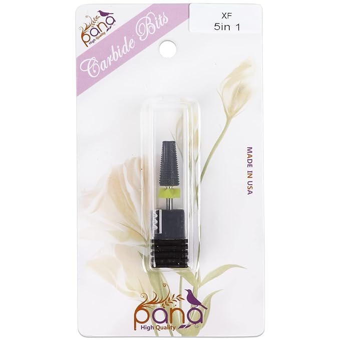 PANA 3/32" Shank 5-in-1 Nail Carbide Bit - (Triple Coarse - Extra Fine Grit, DLC Black) - Two Way Rotate use for Both Left and Right Handed Fast remove Acrylic or Hard Gel Machine