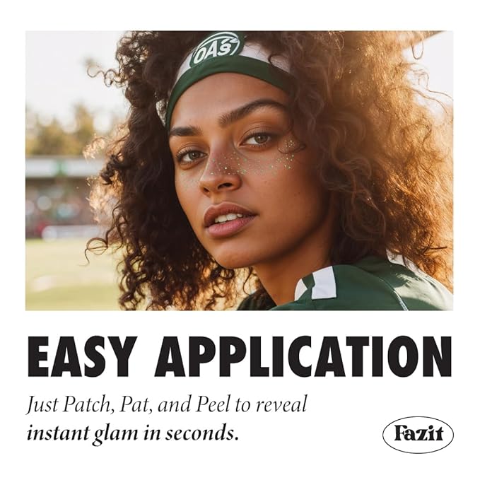 Fazit Makeup Patches - Face Makeup Patches - Beauty Face Makeup - Green Speckles - Waterproof Green Speckles - Temporary Face Green Speckles for Women - 6 Count