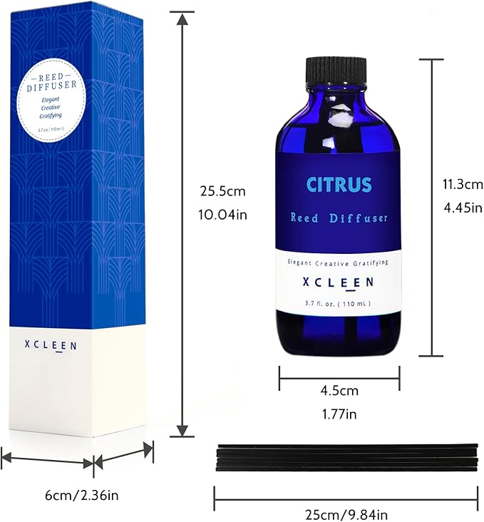 Citrus Scented Reed Diffuser, Orange, Lime & Lemon Oil Reed Diffuser, Real Citrus! Holiday Home Fragrance for Bathroom Office Decor