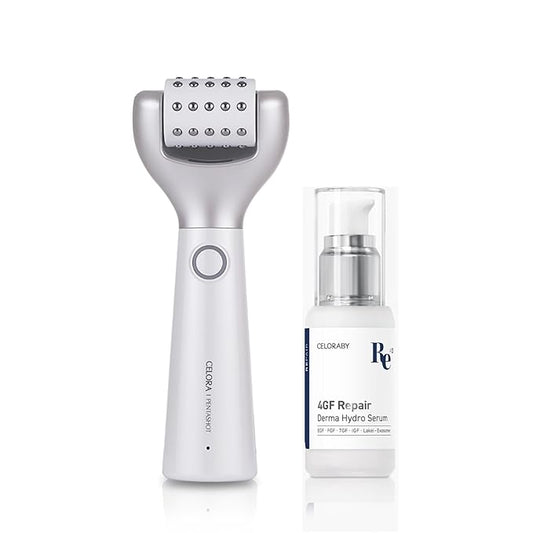 CELORABY Anti-Aging Bundle – 5-in-1 Glass Skin Device + 4GF Serum for Fine Lines, Firmness, Enhanced Absorption, Korean Skincare at Home