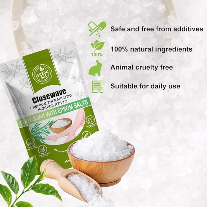 EXTRA STRENGTH Epsom Salt Tea Tree Oil Foot Soak - Foot Spa Pedicure Care for Toenail Athletes Foot, Soothes Sore, Stubborn Scent, Discolored and Ingrown Toenail - Birthday Gift for Mom Dad -16 oz