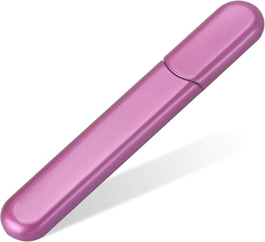 Premium Glass Nail File with Case, Crystal Diamond Salon Best Beauty Nail Buffer for Natural and Acrylic Nails Christmas Gift for Woman and Man,Rose Red