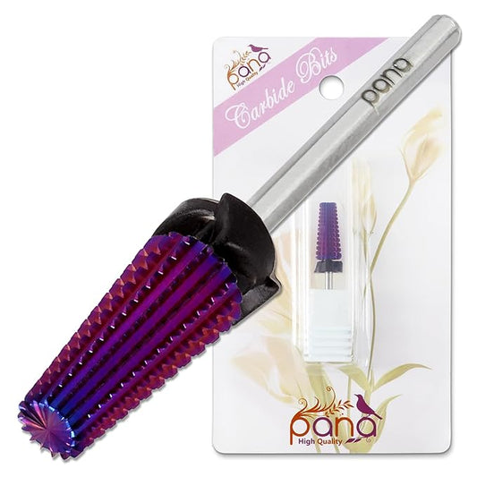 PANA 3/32" Shank 5-in-1 Nail Carbide Bit - (Triple Coarse - Extra Coarse Grit, Purple) - Two Way Rotate use for Both Left and Right Handed Fast Remove Acrylic or Hard Gel Machine