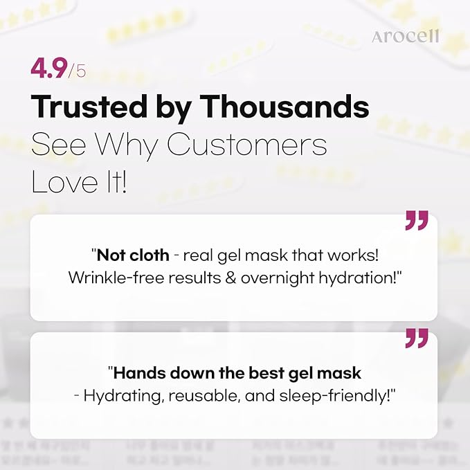 AROCELL Super Collagen Mask 8 Facial Sheet 5,000,000ppb Overnight Dual Matrix Hydrogel Masks with Low Molecular Weight Collagen for Elasticity Hydrating Anti-Aging Cooling Korean Skincare, 43g x 8ea