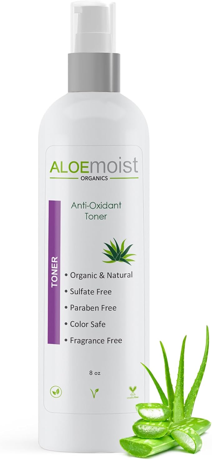 Aloe Vera Toner for Sensitive Skin: Hydrating Facial Toner for Women Anti Aging Dry, Oily & Acne Prone Skin with Soothing Aloe Vera, Pore Minimizing Witch Hazel, pH Balancing Antioxidant Green Tea 8oz
