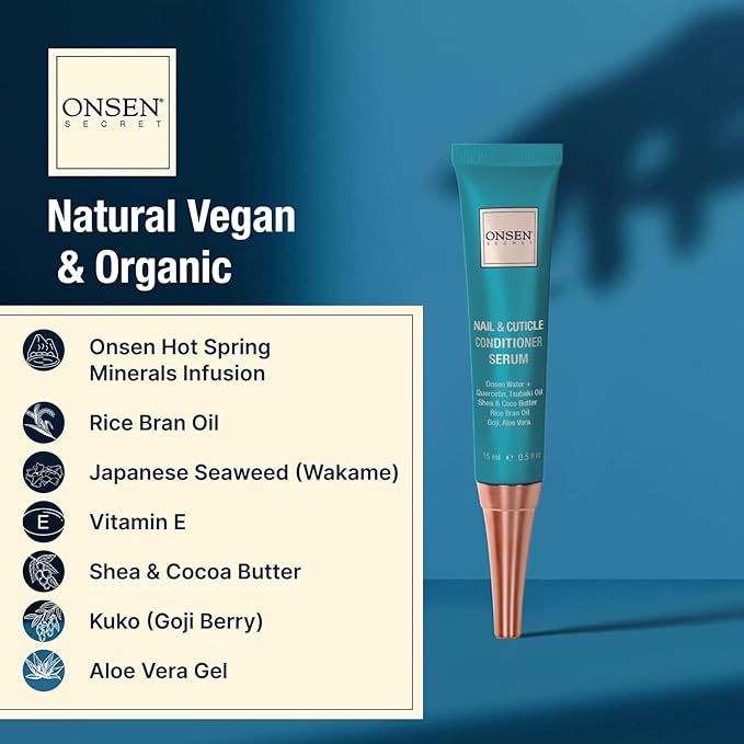 Onsen Nail & Cuticle Cream Treatment w/Japanese Tsubaki, Jojoba & Lavender Oil, Shea Butter – Strengthens Nails, Softens Cuticles - Daily Repair Care (2 Count/15 ml)