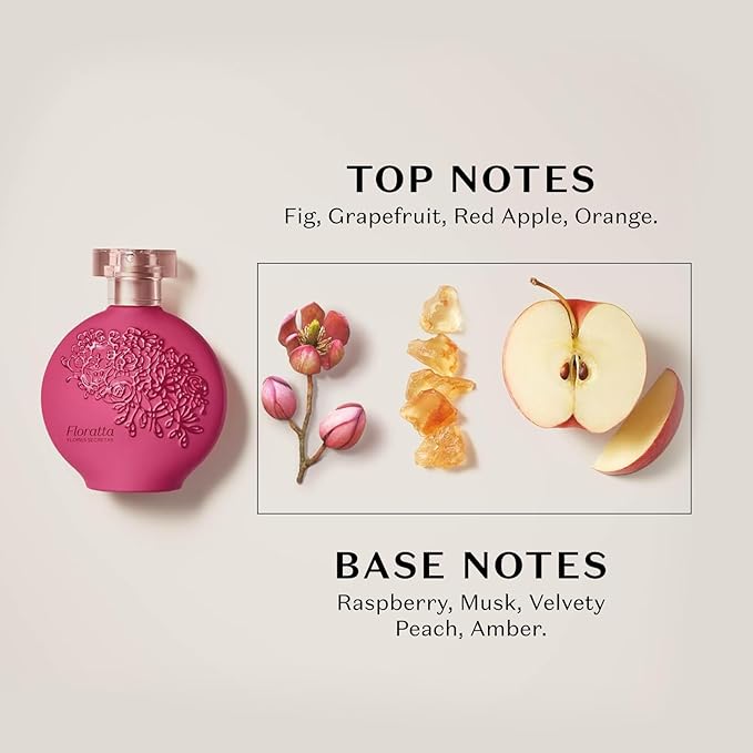 O BOTICARIO Floratta Secret Flowers Eau de Toilette, Long-Lasting Floral Rose Fragrance Perfume for Women, 2.5 Ounce