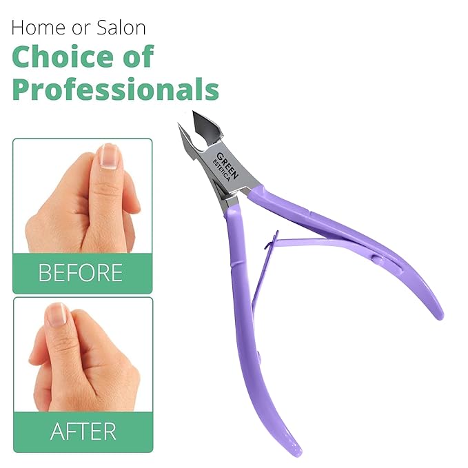 Professional Cuticle Trimmer Nail Cuticle Cutter Stainless Steel Cuticle Nippers with Sharp Blades of Cuticle Clippers Manicure Tools with Double Spring for Nail Care Pedicure Nail Tools (Purple)