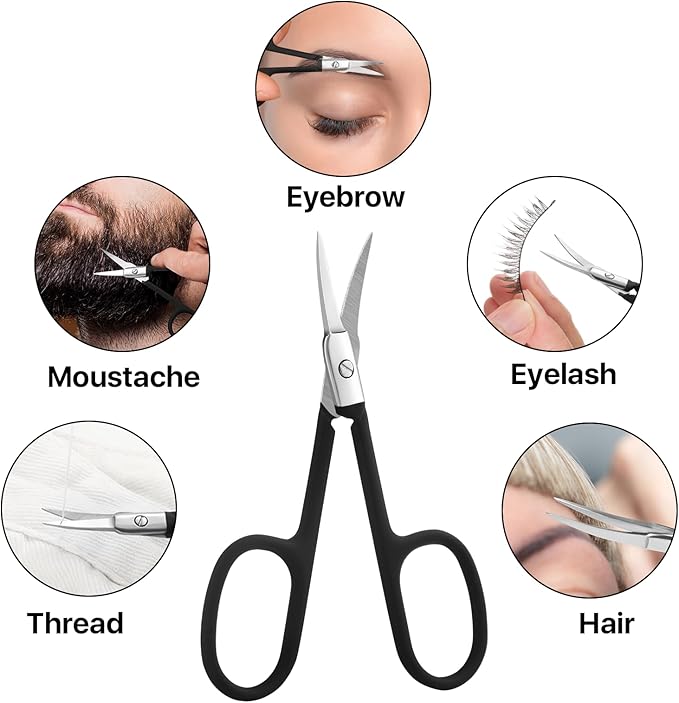 Nose Hair Trimmer for Women and Men, Premium Grooming Scissors with Curved Tip Clippers for Facial Hair,Eyebrow, Nose Hair, Mustache, Beard, Eyelashes, Ear