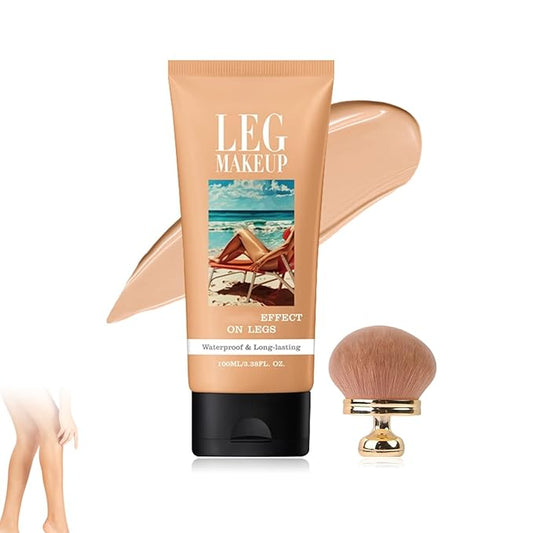 Legs Makeup Waterproof with Brush, No Transfer Body Concealer, Coverage for Vein, Scar, Tattoo for All Skin Tones, 100ML (MEDIUM GLOW)