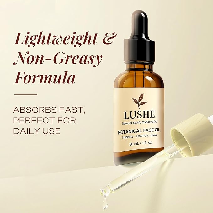 LUSHÉ K Beauty Skincare - Vitamin E Face Oil for Women, 1 oz / 30ml - Facial Oil and Body Oil with Jojoba, Rosehip & Argan - Hydrating Glow Nourishing, Brightening, Anti-Aging, Lightweight Moisturizer