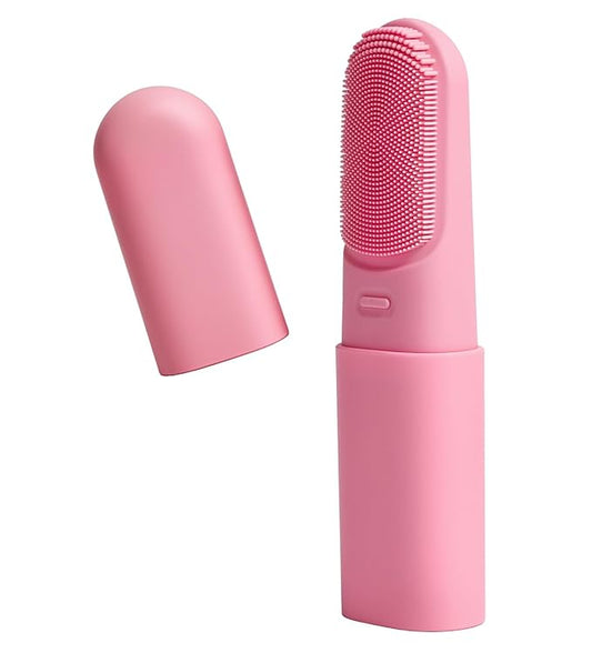 Facial Cleansing Brush,Electric Face Scrubber with Heated,3 Modes Face Scrubber,Waterproof Face Wash Brush,Rechargeable Portable Travel Size Silicone Face Scrubber for Women & Men(Pink)
