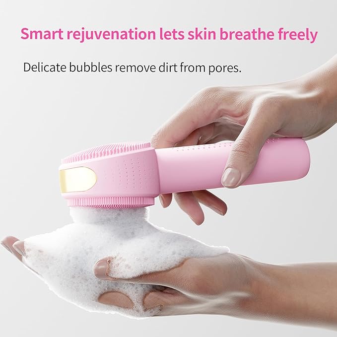 Facial Cleansing Brush Electric – Rechargeable Silicone (Pink)