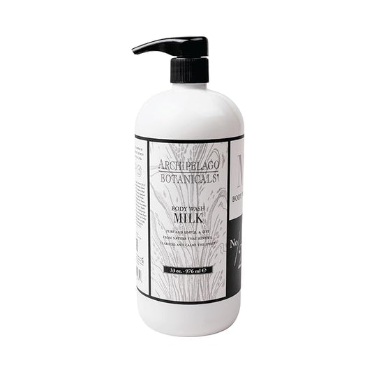 Archipelago Botanicals Milk Body Wash, Moisturizing Body Wash for Dry and Sensitive Skin, Soft and Smooth Skin, Free from Parabens, Phthalates, and GMOs (33 oz)