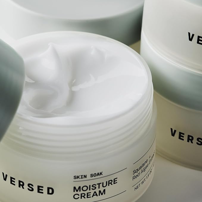 Versed Skin Soak Rich Moisture Face Cream - Daily Facial Moisturizer with Squalane Oil, Hyaluronic Acid, Vitamin E + Red Algae - Smooth, Non-Greasy Night Cream for Aging, Dry Skin - Vegan (1.5 oz)
