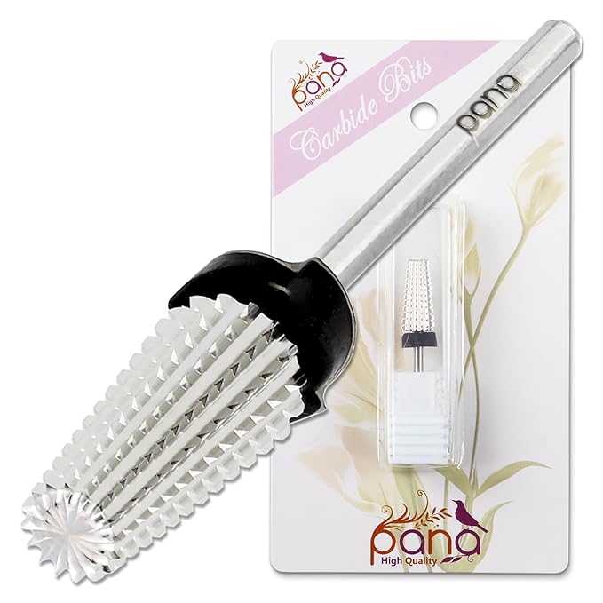 PANA Nail Carbide 5 in 1 Bit - Two Way Rotate use for Both Left and Right Handed - Fast remove Acrylic or Hard Gel - 3/32" Shank - Manicure, Nail Art, Drill Machine (Extra Coarse - XC, Silver)
