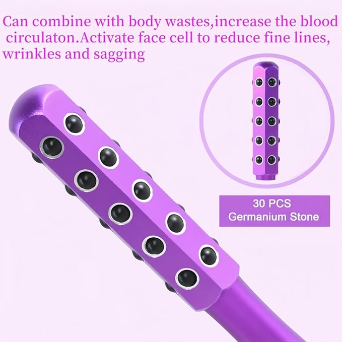 Face roller for women,Face Sculpting Tool, 30 pieces of germanium stone facial roller,Facial and Neck Beauty Massage, Help Blood Circulation, Reduce Puffiness and Redness,Great Self-care Gift(purple)