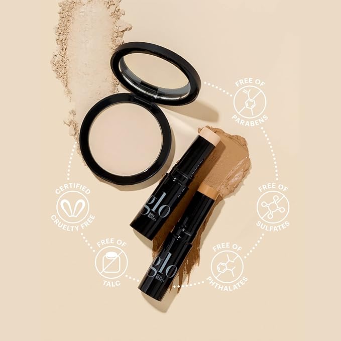 Glo Skin Beauty Pressed Base Powder Foundation Makeup (Cocoa Medium) - Flawless Coverage for a Radiant Natural, Second-Skin Finish