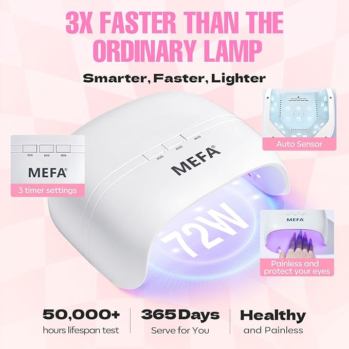 MEFA Gel Nail Polish Kit with U V Light, 32 Colors All Seasons Soak Off 60 Pcs Gel Polish Nail Set with Matte/Glossy Glitter Base Top Coat Manicure Tools Nails DIY Decorations Gifts for Women