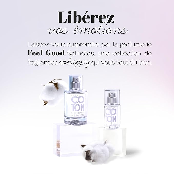 Solinotes Cotton Flower Perfume for Women & Men, 1.7 Fl Oz/ 50 ML Eau De Parfum, Delicate Floral and Soothing Scent with Premium Ingredients - Clean Perfume, Cruelty Free, Vegan, Made in France