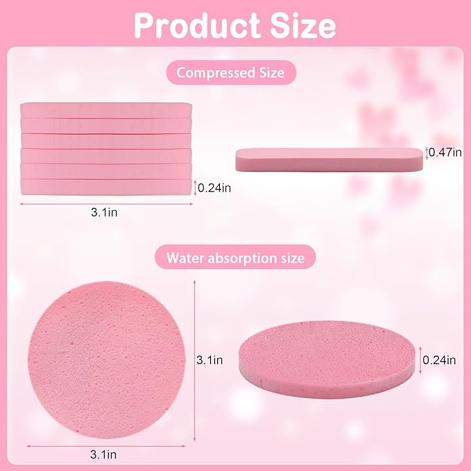 84 Pcs Facial Sponge Compressed, Luxiv Face Cleansing Sponge for Estheticians Compressed Makeup Sponge Round Wash Face Sponges for Women Compress Exfoliating Removal Sponge (Pink)