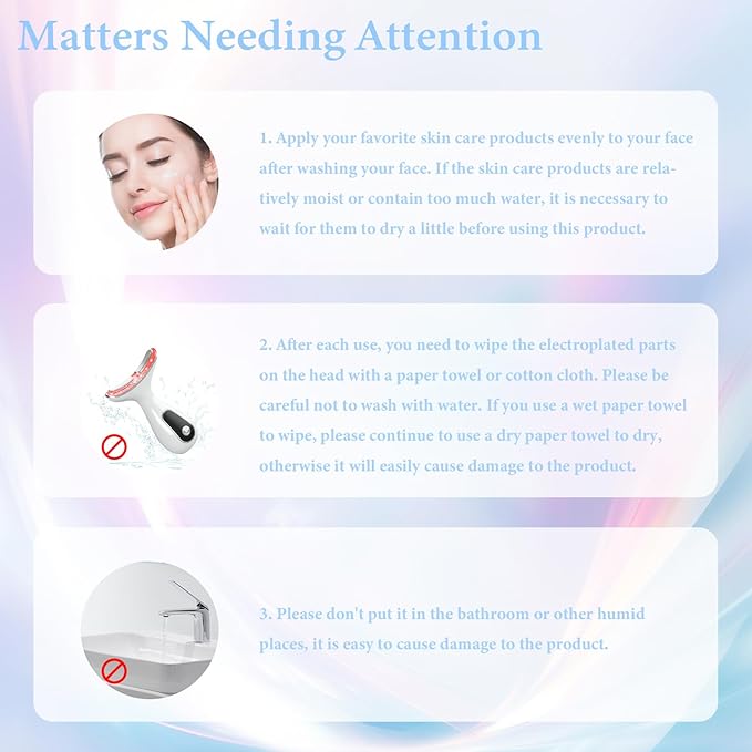 Facial Massager 7 Color Face Lift Device for Face and Neck Massage with 113°F & Vibration & Clean 3-in-1 Multifunctional Wand for Skin Care (White)