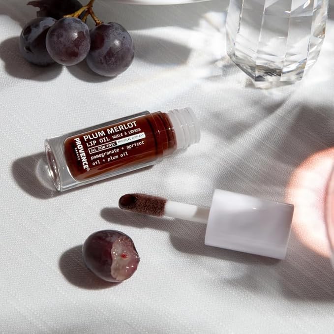 Provence Beauty Plum Merlot Lip Oil – Hydrating Tinted Lip Oil for Women with Plant-Based Oils – Moisturizes, Nourishes & Softens Lips with Long-Lasting Shine – 0.2 fl oz
