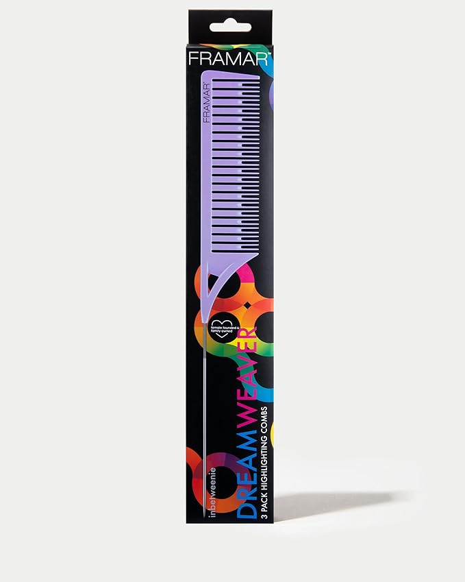 FRAMAR Dreamweaver Highlight Comb Set - Professional Highlighting Comb With Parting Tip, Hair Dye Comb, Foiling Combs For Highlighting, Highlight Combs For Highlighting – 3 Pack Pastel