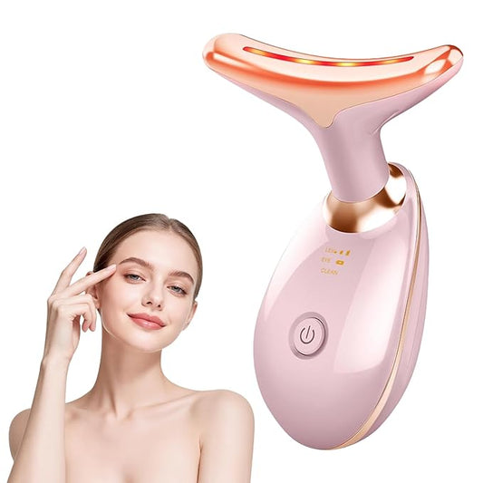 7 Color Face and Neck Massager, Portable Facial Massager Tool, Facial Skin Care Tools at Home, Rose Gold