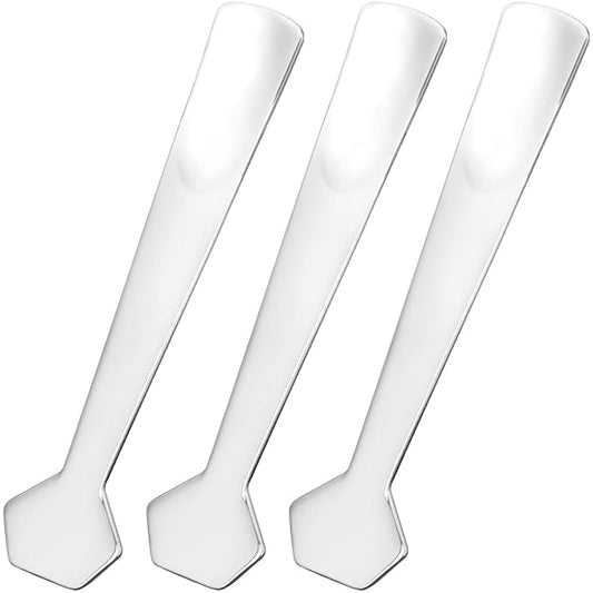 3pcs Mini Metal Makeup Spatula, Reusable Cosmetic Cream Spatulas Spoon, Skincare Scoop Applicator Facial Massage Beauty Tools for Mixing and Sampling Face Eye Cream- Silver