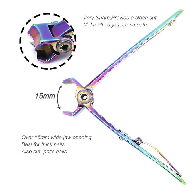 SZQHT Ultra Wide Jaw Opening Toenail Clippers Nail Clippers for Thick Nails Cutter for Ingrown Manicure Set,Pedicure Kit,Men & Women (Prismatic)