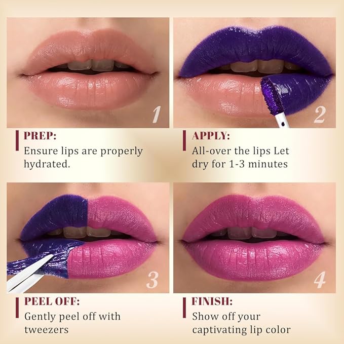 Kaely Mauve Lip Stain Peel Off Masque, Long Lasting Waterproof Smudge Proof Lip Tint, Non-Transfer Semi Permanent Lipliner Tattoo with Tweezer, Matte Finish, Vegan & Cruelty-Free, 09