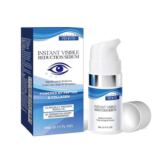 Instant Visible Reduction Serum- Reduces Under-Eye Bags & Wrinkles, Powered by Pepitide and Collagen, Anti-Aging Cream for Fine Lines (0.17 Fl.OZ)