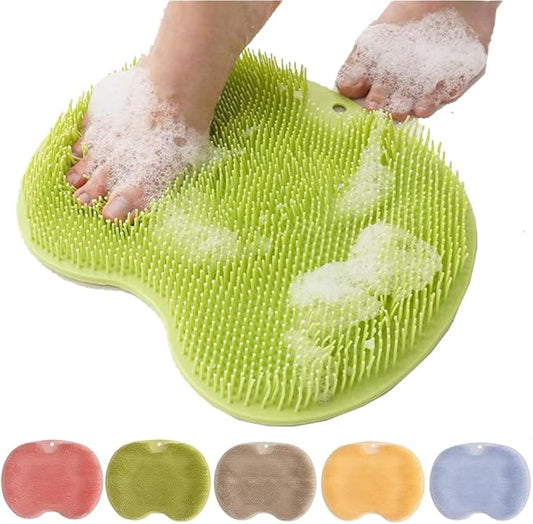 Silicone Shower Foot Scrubber Mat, 2025 New Shower Foot Back Scrubber Massage Pad Back Cleaning Pad, Upgrade Shower Foot Scrubber Mat with Non-Slip Suction Cups Back Bath (Green)