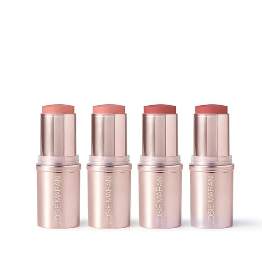 Josie Maran Blushing Argan Multi-Use Make Up Stick - Lip, Eye & Cream Blush Stick - Argan & Mineral-Based Pigments - Soft & Smoothing Moisture - Sheer & Luminous Color (4 Pieces)