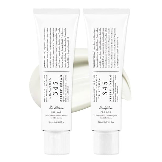 Dr.Althea 345 Relief Cream | Moisturizer for Soothing Recovery and Blemish Care with PDRN & Niacinamide | Korean Vegan Skin Care for All Skin Types, 1.69 Fl Oz (Ver.2 - Pack of 2)