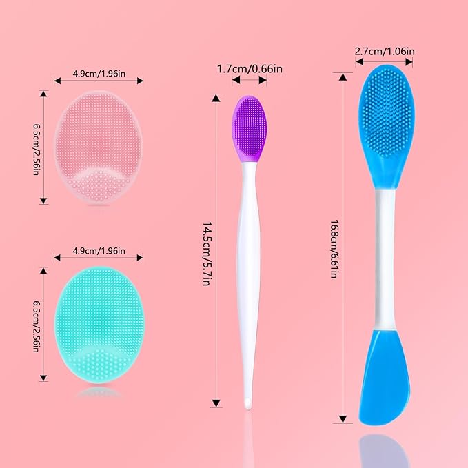 10PCS Silicone Face Scrubber, 4pcs Lip Scrub Brush, 4pcs Silicone Cleansing Brush Exfoliating Lip Brushes, 2pcs Exfoliating Face Brushes for Men Women