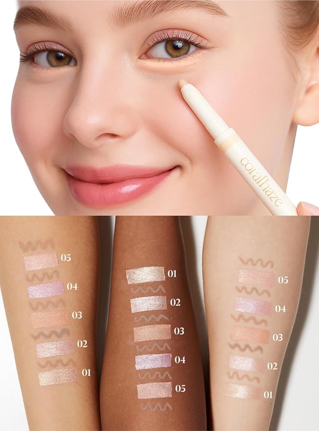 Idol AEGYO-SAL Maker 02 Sparkling Pink, 2-in-1 Under-Eye Highlighter and Contour Liner for Bright, Voluminous Eyes, Long-Lasting, Smudge-Proof Shimmer Stick with Natural Glow, Korean Beauty