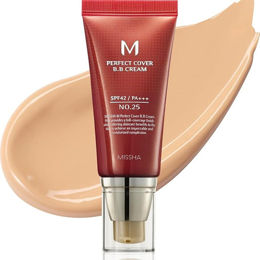 MISSHA M Perfect Cover BB Cream No.25 Warm Beige - Medium with Warm Undertone SPF 42 PA +++ 1.69 Fl Oz - Tinted Moisturizer for face with SPF valentines day gifts for her