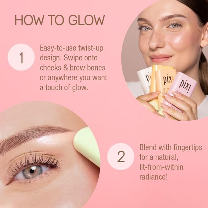 Pixi On-the-Glow SuperGlow | Shade GildedGold | Hydrating Highlighter Stick with Ginseng, Aloe Vera & Fruit Extracts | For Cheeks & Brow Bones | 19g / 0.6oz | Paraben-Free Luminous Natural Highlight