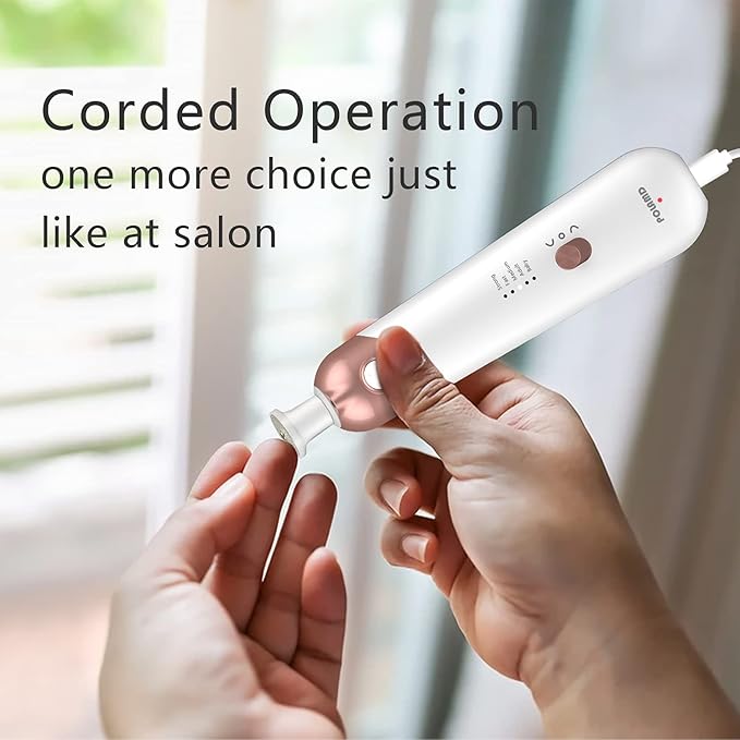 Professional Manicure Pedicure Kit, Electric Nail File Set, Cordless Electric Nail Drill Machine, 5 Speeds Hand Foot Care Tool for Nail Grind Trim Polish(White)