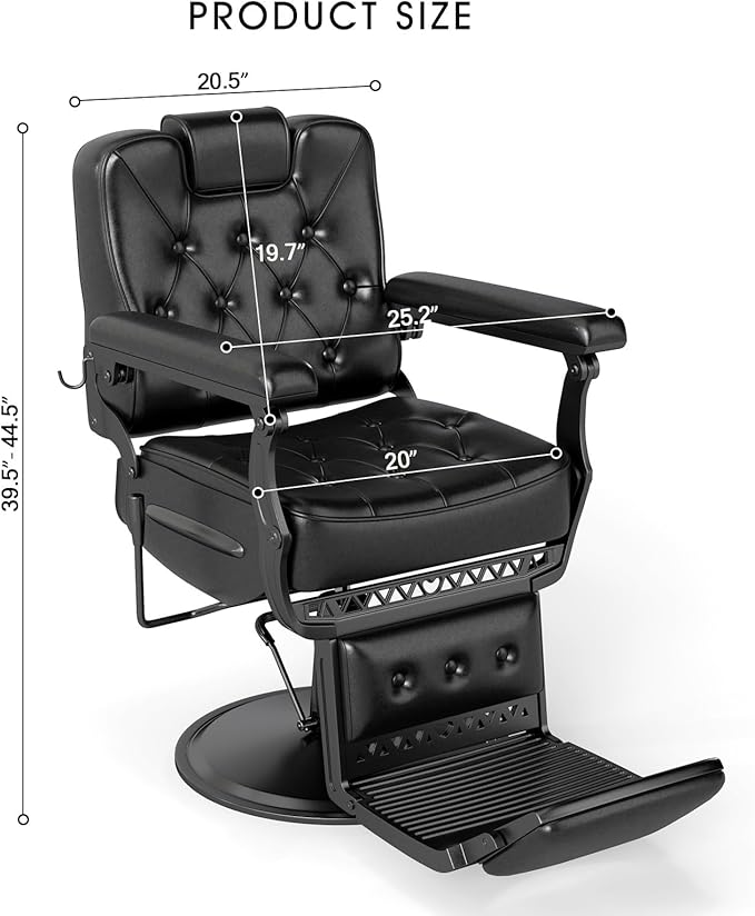 Artist hand Salon Chair, Hydraulic Barber Chairs for Barbershop, Vintage Barber Chair for Hair Stylist, Heavy Duty Barber Chair for Salon Spa Home