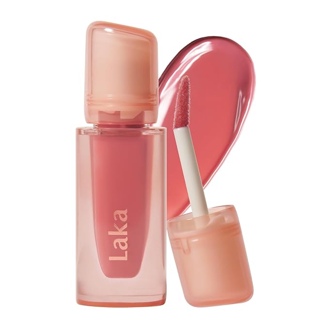 Laka Jelling Nude Gloss, 4.5g/0.15oz, Sheer Hydrating Lip Oil with No Stain, Non-Sticky, Nourishing Gloss for a Fresh, Glowy Look, Vegan, Clean Beauty Makeup, K-Beauty (#303 Peach Ring)